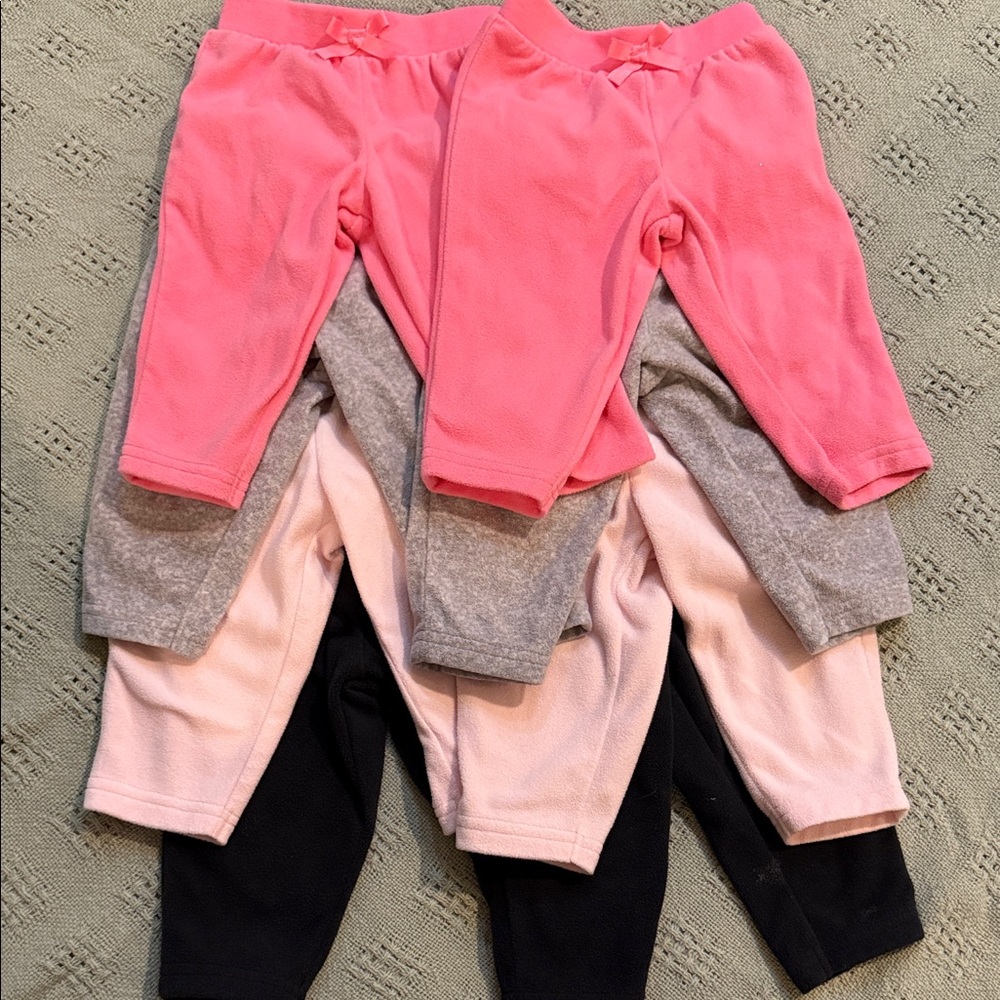 Carter's Fleece Pull-On Joggers - Pink, Gray, Light Pink, Black TWIN SET